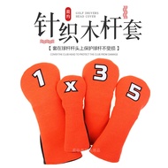 [Golf Club Protective Cover] Golf Wood Club Cover Wood Head Protective Cover Wool Knitting PU Splici
