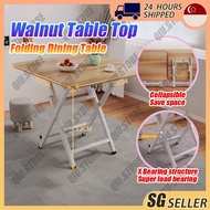 【SG Stock】Foldable Table Walnut Wood Tabletop 70*70*72cm Dining Table Study Table Computer Table