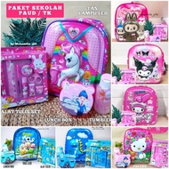 HELLO KITTY (500gr) UNICORN KINDERGARTEN SCHOOL PACKAGE KINDERGARTEN BACKPACKS WITH DINO, ASTRONAUTS