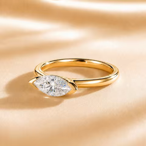 Custom Lab Grown Diamond Engagement Ring 9K 14K Gold 0.5ct to 3ct VVS1 D Color Wedding Promise Anniv