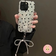 Feather Black Polka Dot Bow Casing For Realme 12 11 Pro Plus 12X 10 4G 9i 8 7 6 5 2 Pro 8i 7i 6s 6i 