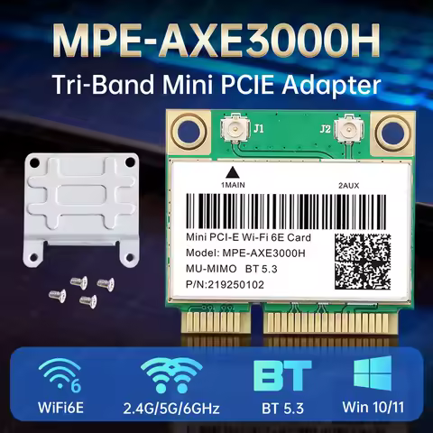 WiFi 6E MPE-AXE3000H BT5.3 Mini PCI-E WiFi Card 5374Mbps Tri Band 2.4G/5G/6Ghz 802.11AX Wireless Wla