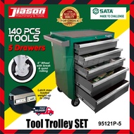 SATA 95121P-5 140PCS 5 Drawers Tool Trolley Set