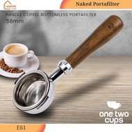 NAKED PORTAFILTER 58mm BOTTOMLESS COFFEE HANDLE WOODEN HANDLE PORTAFILTER/