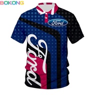 (bokong) New 2024 Ford Brand Men's Polo Shirt 3d Anime Short Sleeve Hip Hop Harajuku Oversized T-shi