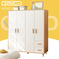 Golden 2/3/4 Door Wardrobe Clothing Storage Cabinet Modern Minimalist Wardrobe Waterproof Almari Baju kayu Almari pakaan Kabinet Baju wardrobe