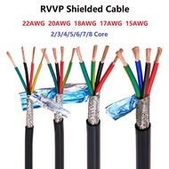 1/5Meter  RVVP Shielded Cable 18AWG 2/3/4/5/6/7/8 Core  22AWG 20AWG 17AWG 15AWG Shielded Wire Pure Copper RVVP Control Wire Signal Wire
