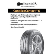 CONTINENTAL EcoContact 6 15" 16" Tyres 185/65R15 195/50R15 195/65R15 205/65R15