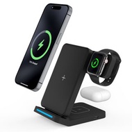 🍎2025新款蘋果折叠式 Charger 三合一 無線充電器 🍎送價值$78二合一充電數據線  送價值$48手機鋼化膜 送免費順豐智能櫃/順豐站 桌面支架 15W 快速無線充 適用與iPhone手機、