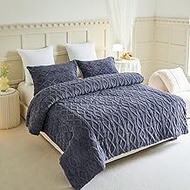 JML Luxury Sherpa Flannel Blanket 3-Piece, 3-Ply Winter Warm Bed Blanket with 2 Pillow Shams (Kintted Slate, King (79"x91"))