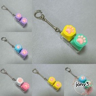 JONY Keyboard Keychain, Keys Button Relief Stress Cat Claw Keychain, Portable 2Keys Keycap Pass The 