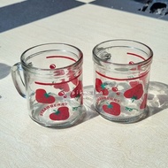 6 PCS STRAWBERRY MOTIF GLASS MUG cute glass beautiful glass cute mug cute mug glass mug