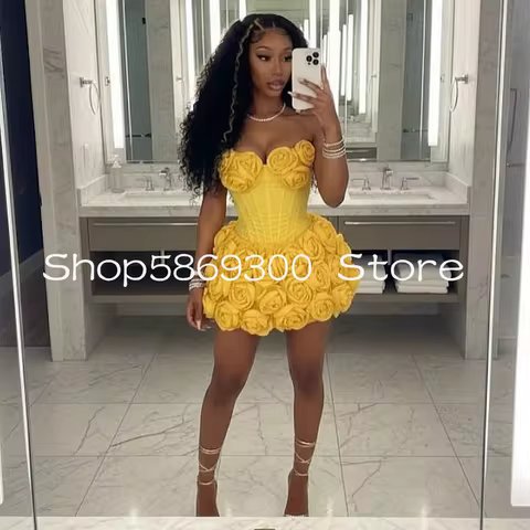 Flowers Short Cocktail Dresses With Sweetheart Corset Back Above Knee Mini Prom Dresses Woman Birthd