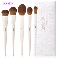 Jessup Mặt Cọ Bộ 5 Cọ Trang Điểm Vegan Foundation Má Hồng Bronzer Cọ Đường Viền Lông Tơ Thiết Lập Ph