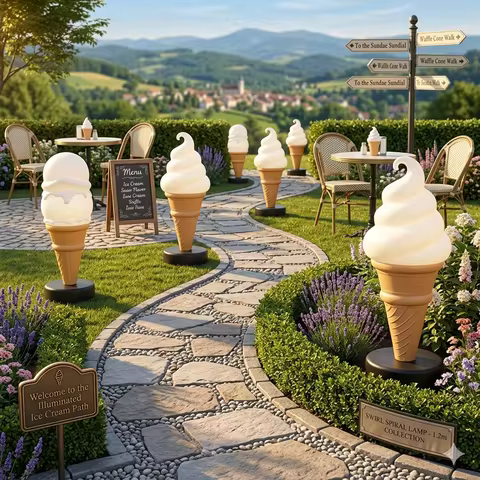 120cm Giant Ice Cream Cone Lamp LED Night Light for Shop Window Display Mall Decor Ice Cream Store S