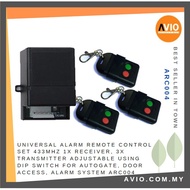 Universal DIP Switch Autogate Alarm Door Access Remote Control Set 433MHz 1x Receiver 3x Transmitter with Battery ARC004