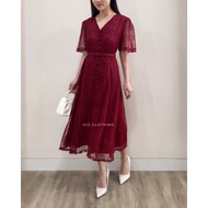 Fleura Dress - Dress Natal Dress Imlek Brukat Wanita Busui Friendly