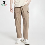 YOOKA Men's Straight Cut Cargo Pants with 6 Pocket - Khaki