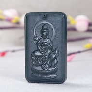 天然新疆和田玉青玉文殊菩薩吊墜新疆一級塔青細料生肖兔的守