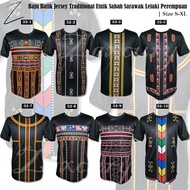 (Harga Borong) Baju Batik Jersey Pattern Traditional Etnik Sabah Sarawak | Size S-XL
