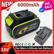 Original6.0Ah The battery is suitable for WORX 18V 20V WA3016 WA3023 WA3054 WA3027 WA3406 WU279 WU29