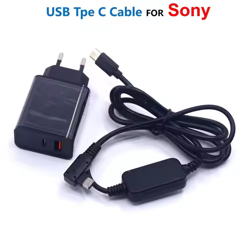 AC-PW10AM 8V USB C Power Bank Adapter Cable + PD Charger For Sony Handycam NEX-VG10 VG10 NEX-FS700 A