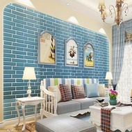 WHB Wallpaper PVC Matted Wallpaper Minimalist Blue Bricks Design 45cm x 32feet Waterproof Self