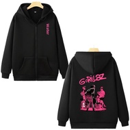 Gorillaz Street Fighter Zippered Hoodie Band Print Casual Streetwear Rock Music Fan Gear Comfortable