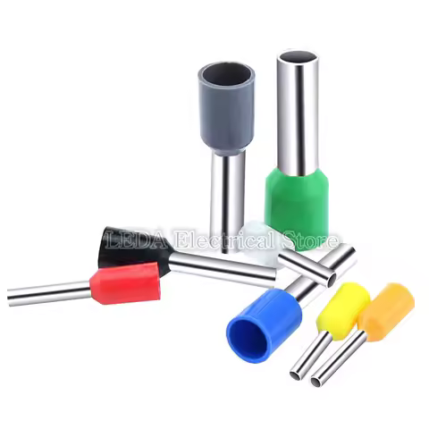 100pcs E7512 E1006 E1008 E1010 E1012 E1508 Insulated Ferrules Terminal Block Cord End Wire Connector