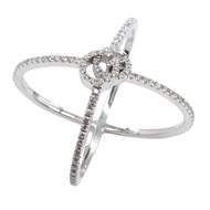 【二手】Gucci GG 奔跑十字架鑽石戒指，K18WG（白K金），女士戒指