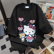 HELLO KITTY Loose Fit T-Shirt - 100% Cotton Casual Top for Adults