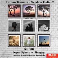 5 pcs photo printing package + 5 frame size 20x20 white black list direct stick without nails
