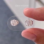 [ER007-6] Synthetic CZ Diamond Earrings Size 6 Mm (80 Cents) Alloy Case Gray & Gold Jewelry