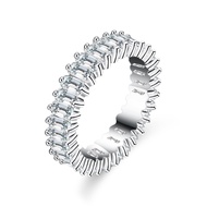 925 Sterling Silver Ring 8ct In Total 0.2ct White D-Shaped For Engagement Wedding
