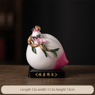 Ceramic Longevity Peach Ornament - Birthday Gift and Living Room Decor