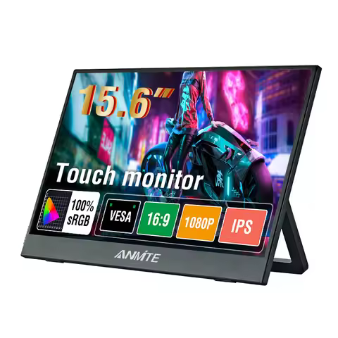 Anmite 15.6-Inch Portable Touch Monitor 1080P HDR 16:9 Low Blue Light For XBox PS4 / 5 Switch Cell P