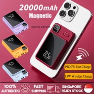 🇸🇬[Ready Stock] 20000mAh Magnetic Power Bank 22.5W Fast Charging PD20W Portable Magsafe 15W Wireless Powerbank For iphone 15 14 13 12 Series