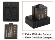 2Pcs 1050mah Rechargeable Battery Charger + Dual Travel Charger For EKEN H9 H9R H3 H3R H8PRO H8R H