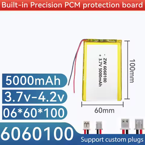 6060110 3.7V 5000mAh large capacity Polymer Lithium Ion Battery Customizable Wholesale for Power Ban