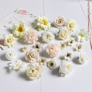 【Aesthetic Combination】Artificial Flower Head Set Silk Fake Flowers Christmas Home Wedding Party Decoration DIY Cake Wreath Gift Accessories