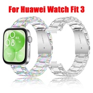Colorful Bracelet For Huawei Watch Fit 3 Transparent Resin Strap For Huawei Watch Fit 3 Smartwatch W