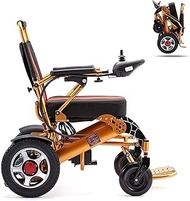 Adult Wheelchair Folding Electric Wheelchair, Lightweight Wheelchair All Terrain Power Scooter Dual Motor Power Chair 12A Lithium Battery 15Km Aluminum Alloy