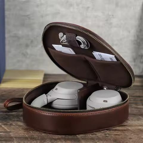 Genuine Leather Case for Sony WH 1000XM5 1000XM6 1000XM4 Headphone Storage Bag Carrying Case WH1000X