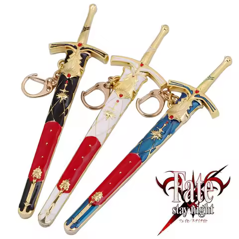 Anime Fate Stay Night Sword Scabbard Model Keychain King Arthur Excalibur Saber Key Chains Anime Cos