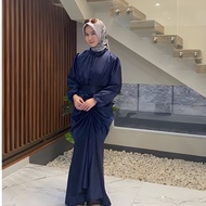 Sasya.clo - Vanya Long Dress Bahan Satin Silk Premium Size M L XL / Baju Gamis Wanita Lebaran 2026 /