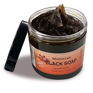 Zakia's Morocco Black Soap (Beldi Soap) with Amber Musk Scent - 100% natural Black Soap, Body Scrub,