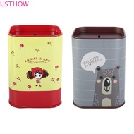 USTHOW Cash Box Toy Cash Cabinet Lovely Cartoon Tinplate Save Money Toy For Kids Money Box