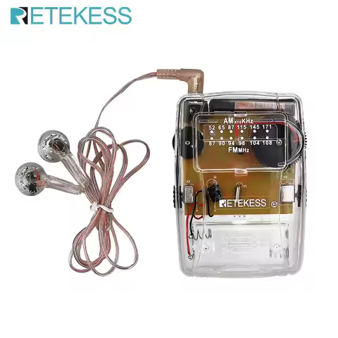 RETEKESS TR624 AM/FM Mini Pocket Radios Machine Transparent Portable Radio Support Headphones for Ch