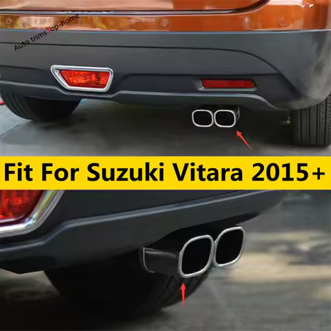 Stainless Steel Rear Bumper Exhaust Muffler Tip End Pipe Cover Trim For Suzuki Vitara Escudo 2015 -