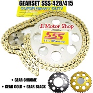 GEAR SET GEARSET SSS 428 415 THIN SATRIA FU 150 SATRIA FU150 GSX 150 GOLD CHAIN SSS FU